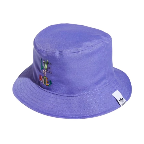 adidas Originals Love Unites Pride Reversible Bucket Hat Black Purple OS - Picture 2 of 7